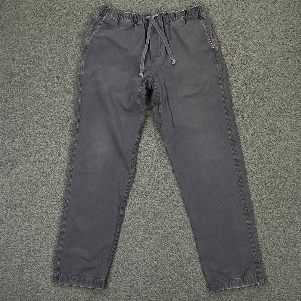 Mollusk California Pants Womens Large Canvas Elastic Waist Drawstring Surf Gray